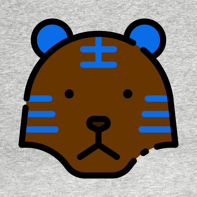 Brown Grizzly Bear Tribal Blue by BradleyHeal